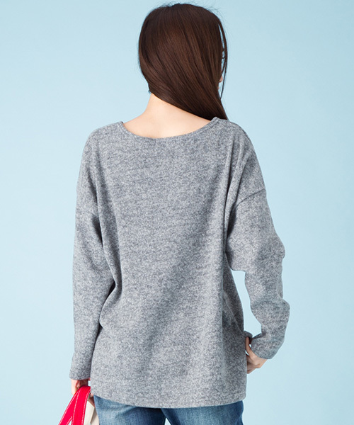 Shelly island（シェリーアイランド）の「【Shelly island】 Vネック脇スリットプルオーバー（Tシャツ/カットソー・レディース・ホワイト/グレー/パープル・FREE）」の6枚目の写真