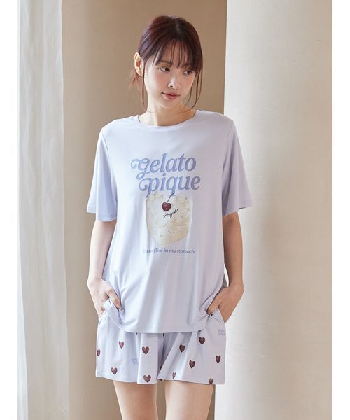 接触冷感】ハート柄ショートパンツ（ルームウェア/パジャマ）｜gelato