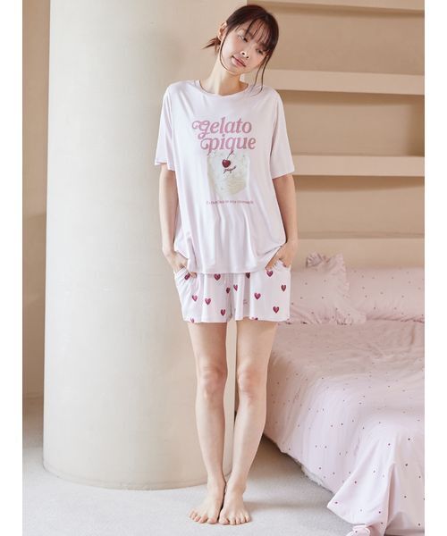 gelato pique（ジェラートピケ）の「【接触冷感】ハート柄ショート