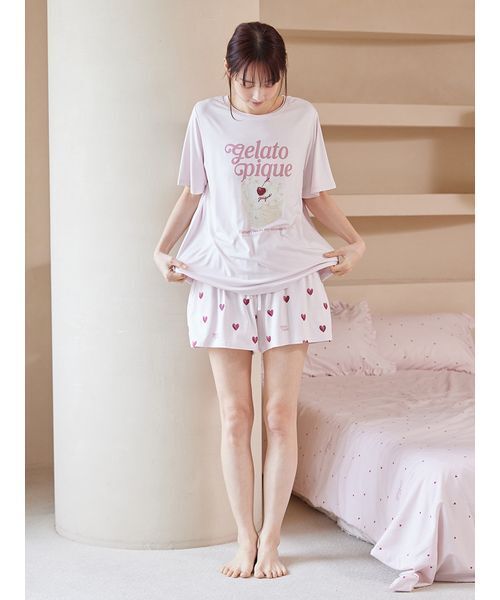 gelato pique（ジェラートピケ）の「【接触冷感】ハート柄ショート