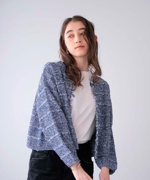 Jines（ジネス）の「和紙ボーダーフリンジカーディガン（カーディガン/ボレロ）」