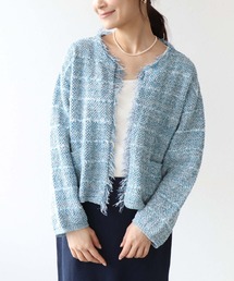 Jines（ジネス）の「和紙ボーダーフリンジカーディガン（カーディガン/ボレロ）」