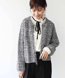 Jines（ジネス）の「和紙ボーダーフリンジカーディガン（カーディガン/ボレロ）」
