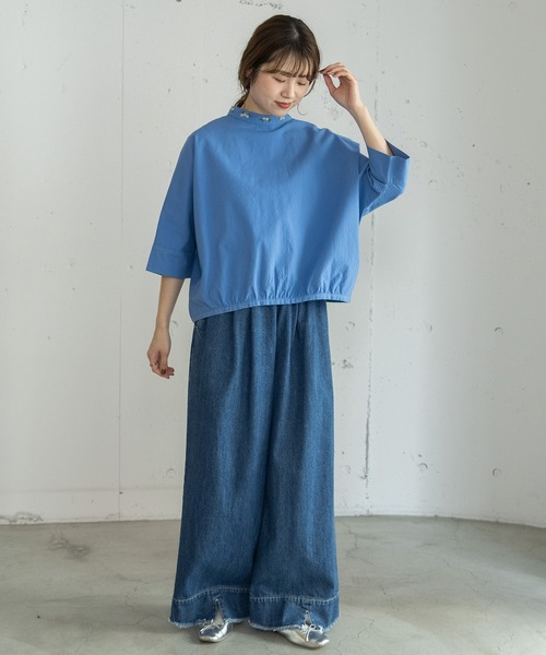 POU DOU DOU(プードゥドゥ)の「2wayベリー刺繍衿ドルマンブラウス(シャツ/ブラウス・レディース・ブラック/ブルー/オフホワイト・3)」の13枚目の写真
