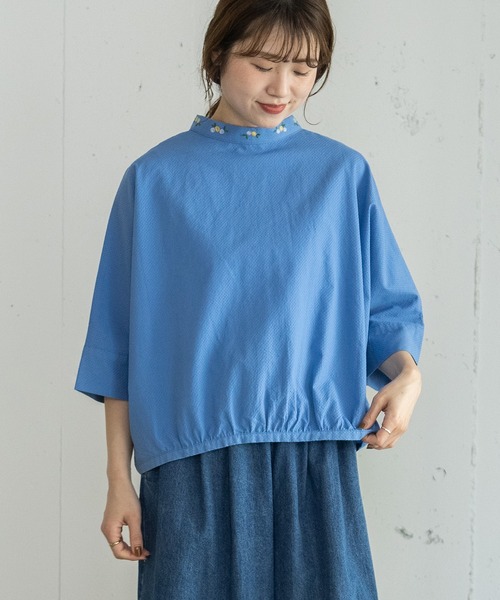 POU DOU DOU(プードゥドゥ)の「2wayベリー刺繍衿ドルマンブラウス(シャツ/ブラウス・レディース・ブラック/ブルー/オフホワイト・3)」の16枚目の写真