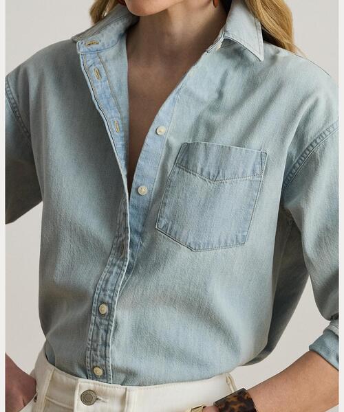 LAUREN RALPH LAUREN(ローレン ラルフ ローレン)の「リラックス フィット デニム シャツ(シャツ/ブラウス・レディース・ブルー・XS/S/M)」の5枚目の写真