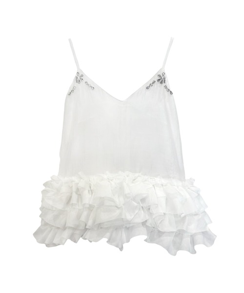 HONEY MI HONEY（ハニーミーハニー）の「organdie tiered frill camisole（チュニック・レディース・ホワイト/ピンク/ブラック・FREE）」の2枚目の写真