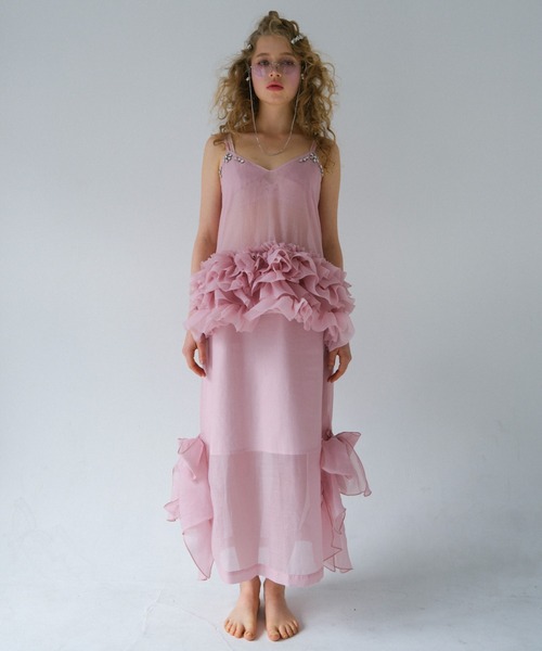 HONEY MI HONEY（ハニーミーハニー）の「organdie tiered frill camisole（チュニック・レディース・ホワイト/ピンク/ブラック・FREE）」の6枚目の写真