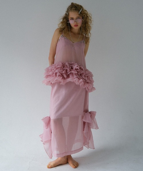 HONEY MI HONEY（ハニーミーハニー）の「organdie tiered frill camisole（チュニック・レディース・ホワイト/ピンク/ブラック・FREE）」の5枚目の写真