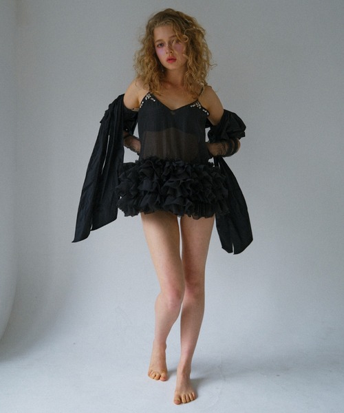 HONEY MI HONEY（ハニーミーハニー）の「organdie tiered frill camisole（チュニック・レディース・ホワイト/ピンク/ブラック・FREE）」の9枚目の写真