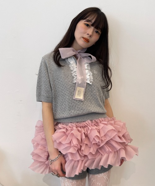 HONEY MI HONEY（ハニーミーハニー）の「organdie tiered frill camisole（チュニック・レディース・ホワイト/ピンク/ブラック・FREE）」の13枚目の写真