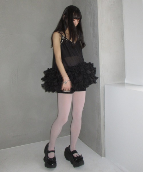 HONEY MI HONEY（ハニーミーハニー）の「organdie tiered frill camisole（チュニック・レディース・ホワイト/ピンク/ブラック・FREE）」の18枚目の写真