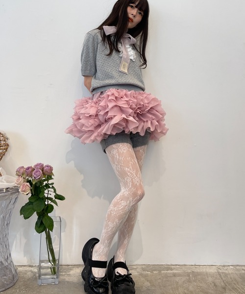 HONEY MI HONEY（ハニーミーハニー）の「organdie tiered frill camisole（チュニック・レディース・ホワイト/ピンク/ブラック・FREE）」の14枚目の写真