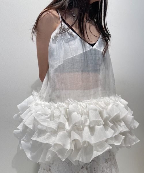 HONEY MI HONEY（ハニーミーハニー）の「organdie tiered frill camisole（チュニック・レディース・ホワイト/ピンク/ブラック・FREE）」の19枚目の写真