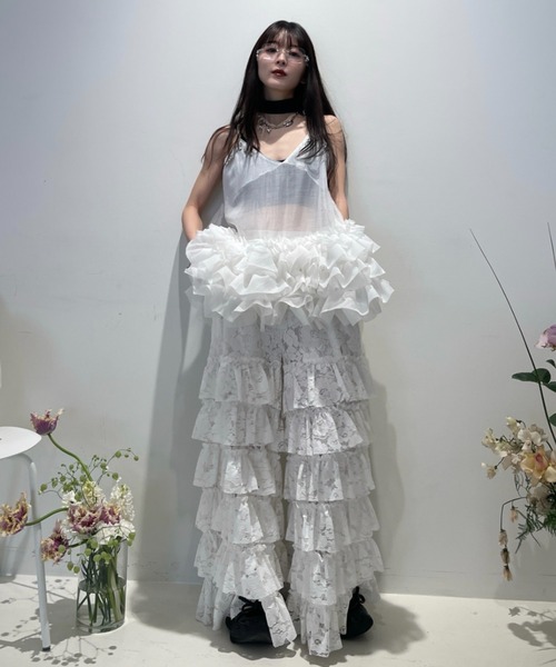 HONEY MI HONEY（ハニーミーハニー）の「organdie tiered frill camisole（チュニック・レディース・ホワイト/ピンク/ブラック・FREE）」の20枚目の写真