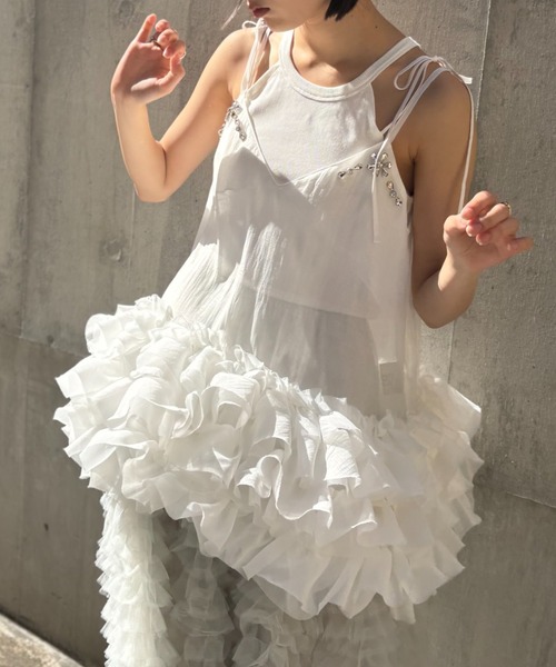 HONEY MI HONEY（ハニーミーハニー）の「organdie tiered frill camisole（チュニック・レディース・ホワイト/ピンク/ブラック・FREE）」の11枚目の写真