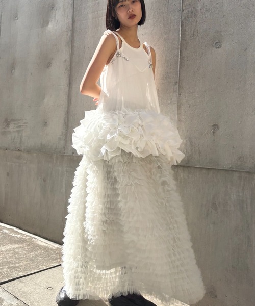 HONEY MI HONEY（ハニーミーハニー）の「organdie tiered frill camisole（チュニック・レディース・ホワイト/ピンク/ブラック・FREE）」の12枚目の写真