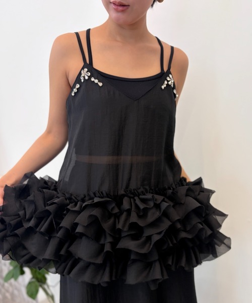 HONEY MI HONEY（ハニーミーハニー）の「organdie tiered frill camisole（チュニック・レディース・ホワイト/ピンク/ブラック・FREE）」の22枚目の写真