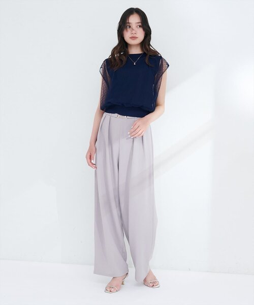 natural couture(ナチュラルクチュール)の「【sherbet line】接触冷感チュール×ニットレイヤードTOPS(ニット/セーター・レディース・ネイビー/ライトグレー/ブラック系その他/チャコールグレー/オフホワイト/ブラック/ライトベージュ・FREE)」の21枚目の写真