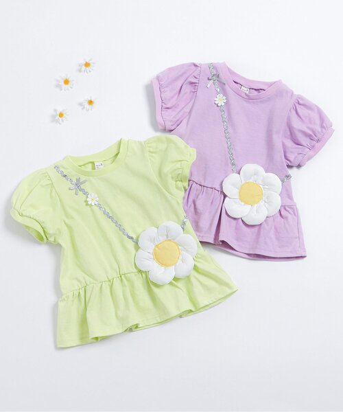 apres les cours(アプレレクール)の「フラワーポシェット半袖Tシャツ(Tシャツ/カットソー・キッズ・ラベンダー/ミント・80/90/100/110/120/130/140)」の7枚目の写真