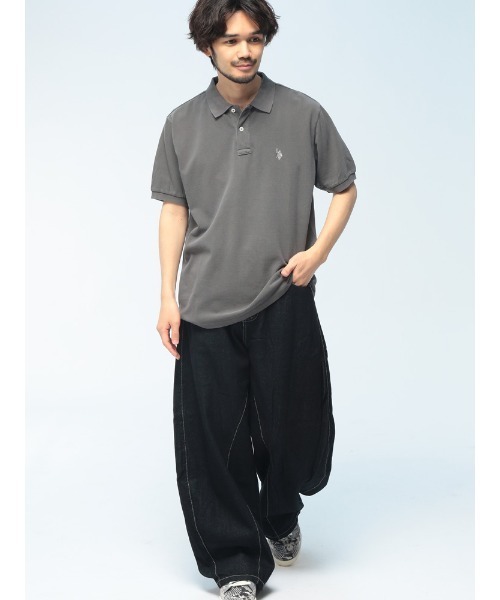 U.S. POLO ASSN.(ユーエスポロアッスン)の「U.S. POLO ASSN. (ユーエスポロアッスン) ポロシャツ 半袖 PLM62100 ワンポイント ロゴ刺繍 シャツ ユニセックス(ポロシャツ・メンズ・スミクロ/グリーン/アイボリー・L/M/LL)」の5枚目の写真