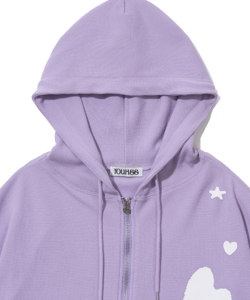 GRAPHIC WAFFLE HOOD ZIP-UP_PURPLE（パーカー）｜YOUHEE（ユヒ）の