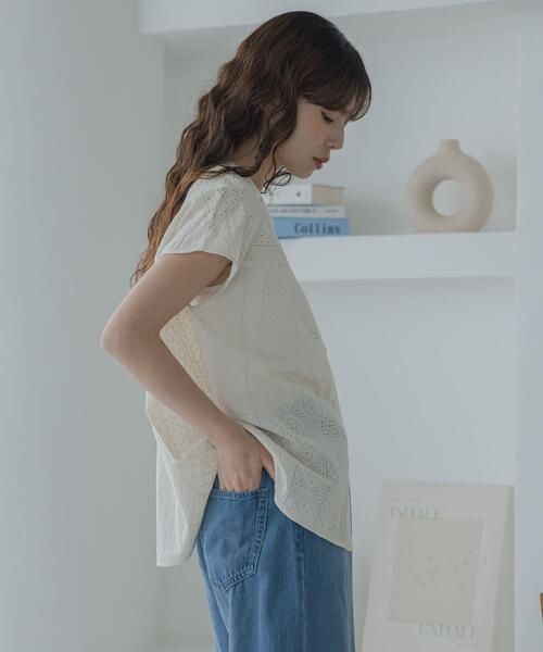 URBAN RESEARCH Sonny Label(アーバンリサーチサニーレーベル)の「『WEB限定』バンドカラーコットンレースシャツ(シャツ/ブラウス・レディース・アイボリー/ブラック/ブルー/グリーン系その他・FREE)」の8枚目の写真