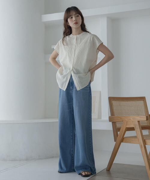 URBAN RESEARCH Sonny Label(アーバンリサーチサニーレーベル)の「『WEB限定』バンドカラーコットンレースシャツ(シャツ/ブラウス・レディース・アイボリー/ブラック/ブルー/グリーン系その他・FREE)」の10枚目の写真