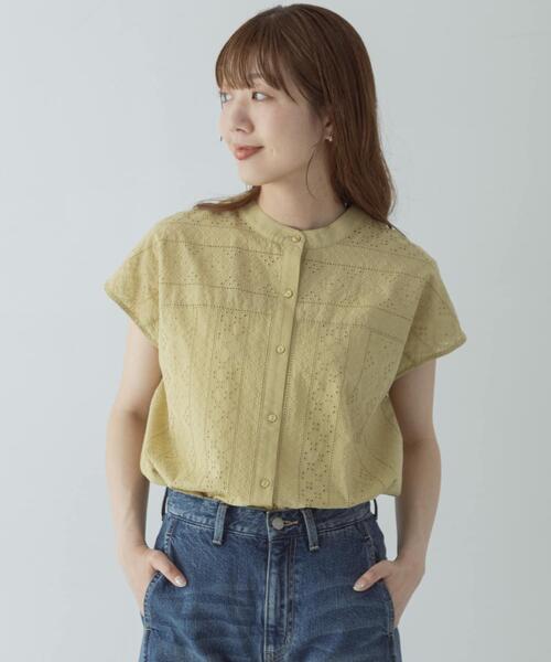 URBAN RESEARCH Sonny Label(アーバンリサーチサニーレーベル)の「『WEB限定』バンドカラーコットンレースシャツ(シャツ/ブラウス・レディース・アイボリー/ブラック/ブルー/グリーン系その他・FREE)」の12枚目の写真