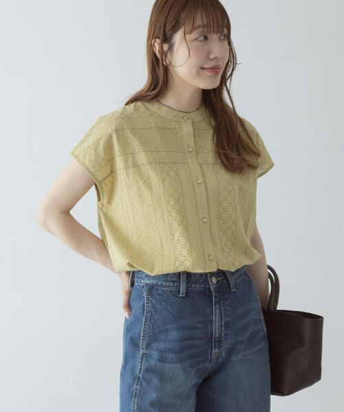 URBAN RESEARCH Sonny Label(アーバンリサーチサニーレーベル)の「『WEB限定』バンドカラーコットンレースシャツ(シャツ/ブラウス・レディース・アイボリー/ブラック/ブルー/グリーン系その他・FREE)」の13枚目の写真