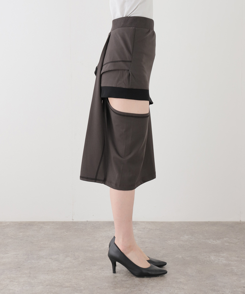 open yy 今季の巻きスカート OPEN YY / オープンワイワイ】 COLOR BLOCK PANEL CUTOUT SKIRT