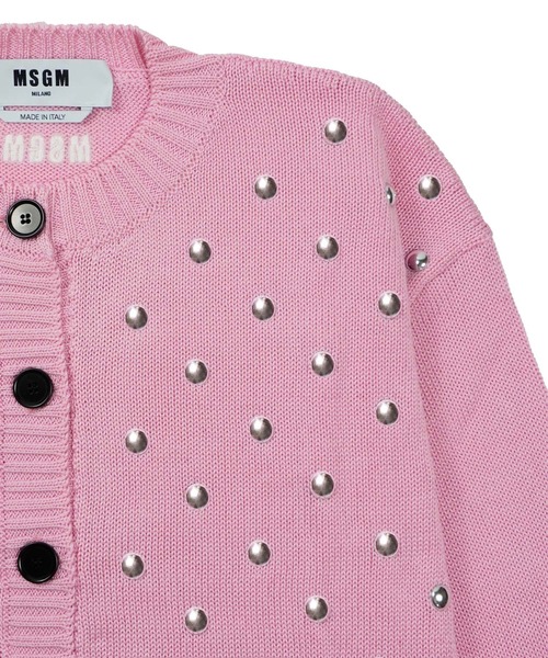 MSGM（エムエスジーエム）の「スタッズ コットンニットカーディガン（カーディガン/ボレロ・レディース・ピンク/ブラウン・S）」の4枚目の写真