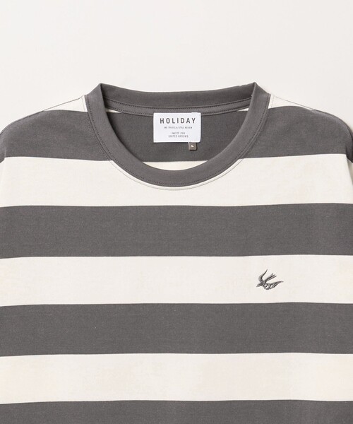 HOLIDAY BOILEAU(ホリディボワロ)の「【別注】<HOLIDAY BOILEAU>ボーダー ロングスリーブ Tシャツ(Tシャツ/カットソー・メンズ・グレー系/ネイビー・L/M)」の3枚目の写真