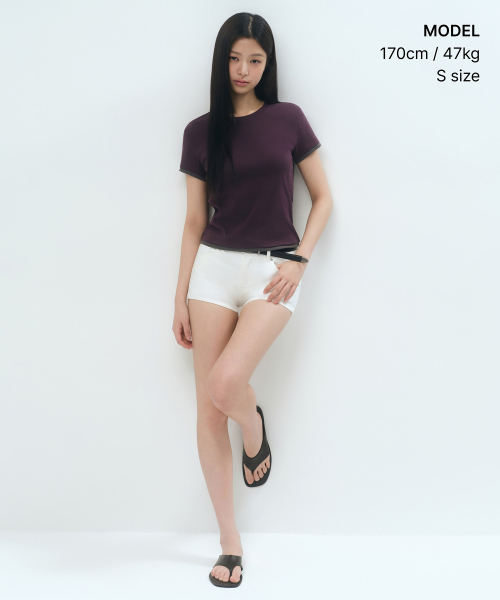 MUSINSA STANDARD WOMAN（ムシンサスタンダードウーマン）の「ウィメンズレイヤードヘムスリムTシャツ[プラム]（Tシャツ/カットソー・レディース・その他・X-SMALL/SMALL/MEDIUM/LARGE）」の7枚目の写真