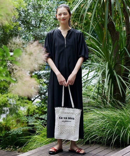 ENFOLD SOLID DRESS バルーンスリーブワンピース 野呂佳代さん着用】BREEZEMOVE バルーンスリーブ ワンピース