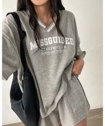 カレッジロゴ スポーティーTシャツ&ショートパンツ セットアップ
