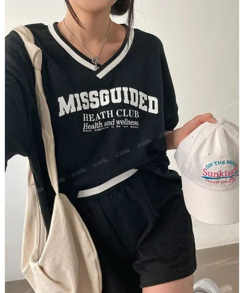 CHEER(チアー)の「カレッジロゴ スポーティーTシャツ&ショートパンツ セットアップ(セットアップ・レディース・ブラック/グレー/ホワイト・FREE)」の16枚目の写真