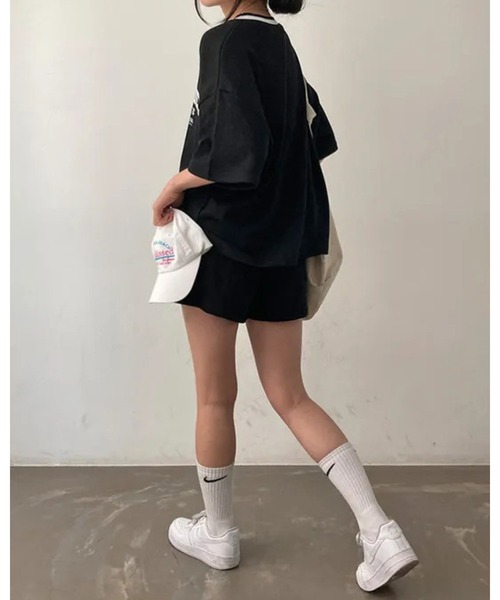 CHEER(チアー)の「カレッジロゴ スポーティーTシャツ&ショートパンツ セットアップ(セットアップ・レディース・ブラック/グレー/ホワイト・FREE)」の12枚目の写真