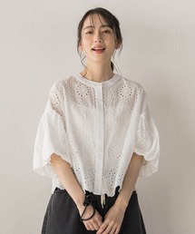 Droite lautreamont | カットワーク刺繍バンドカラーブラウス(シャツ/ブラウス)
