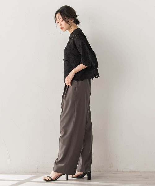 Droite lautreamont（ドロワットロートレアモン）の「カットワーク刺繍バンドカラーブラウス（シャツ/ブラウス・レディース・オフホワイト/ブラック・M）」の19枚目の写真