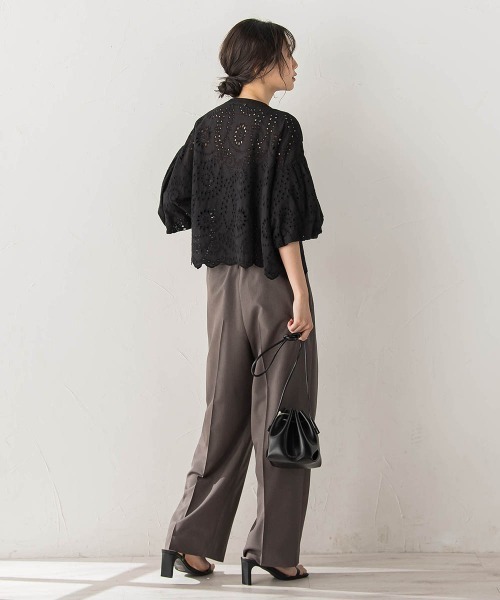 Droite lautreamont（ドロワットロートレアモン）の「カットワーク刺繍バンドカラーブラウス（シャツ/ブラウス・レディース・オフホワイト/ブラック・M）」の20枚目の写真