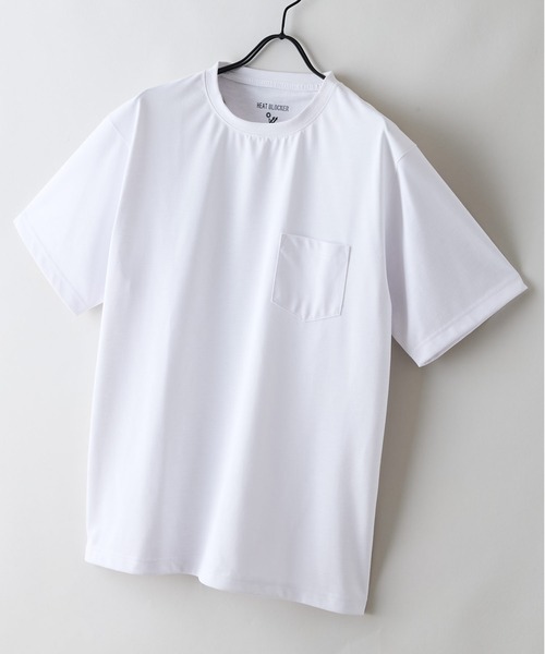 JEANS MATE(ジーンズメイト)の「【HEAT BLOCKER/ヒートブロッカー】【まるで着る日傘!遮熱&UVカット】コットンライク 胸ポケットTシャツ 吸水速乾 アンチピリング イージーケア ユニセックス(Tシャツ/カットソー・メンズ・ホワイト/チャコールグレー/ブラック/グリーン/ネイビー・LARGE/MEDIUM/X-LARGE)」の1枚目の写真