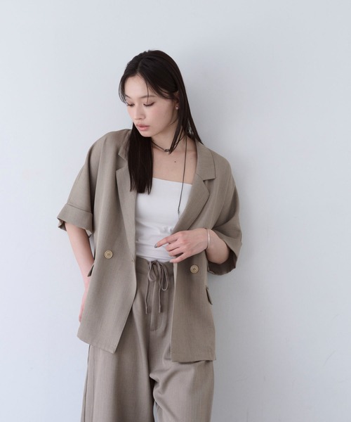 SOYEN(ソイエン)の「リネンライクジャケットセットアップ(セットアップ・レディース・ネイビー/ブラウン・F)」の19枚目の写真