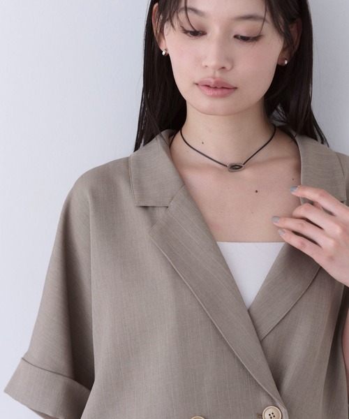 SOYEN(ソイエン)の「リネンライクジャケットセットアップ(セットアップ・レディース・ネイビー/ブラウン・F)」の5枚目の写真