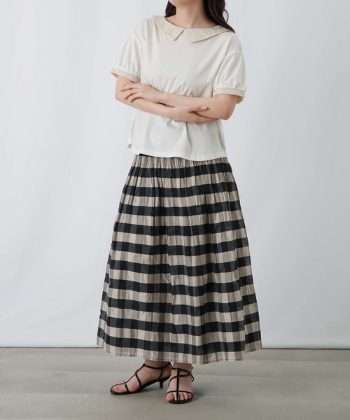 LUCA/LADY LUCK LUCA（ルカ/レディラックルカ）の「LC/LLL スパンコールレース衿付プルオーバー（Tシャツ/カットソー・レディース・ブラック/オフホワイト・FREE）」の8枚目の写真