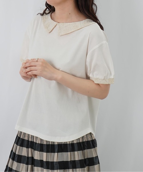 LUCA/LADY LUCK LUCA（ルカ/レディラックルカ）の「LC/LLL スパンコールレース衿付プルオーバー（Tシャツ/カットソー・レディース・ブラック/オフホワイト・FREE）」の9枚目の写真