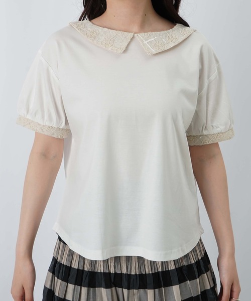 LUCA/LADY LUCK LUCA（ルカ/レディラックルカ）の「LC/LLL スパンコールレース衿付プルオーバー（Tシャツ/カットソー・レディース・ブラック/オフホワイト・FREE）」の3枚目の写真