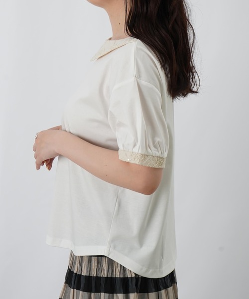 LUCA/LADY LUCK LUCA（ルカ/レディラックルカ）の「LC/LLL スパンコールレース衿付プルオーバー（Tシャツ/カットソー・レディース・ブラック/オフホワイト・FREE）」の4枚目の写真