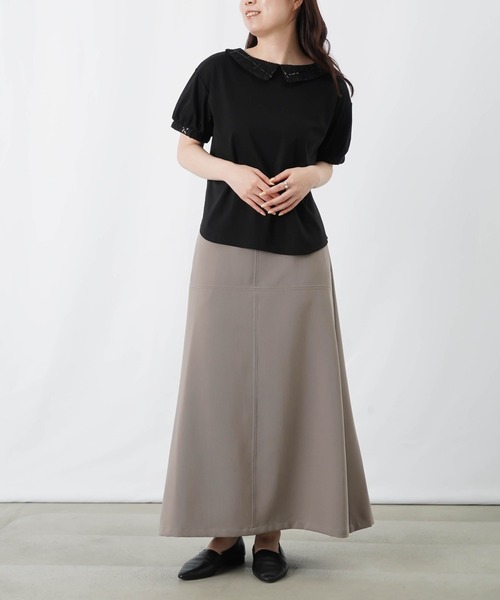 LUCA/LADY LUCK LUCA（ルカ/レディラックルカ）の「LC/LLL スパンコールレース衿付プルオーバー（Tシャツ/カットソー・レディース・ブラック/オフホワイト・FREE）」の19枚目の写真