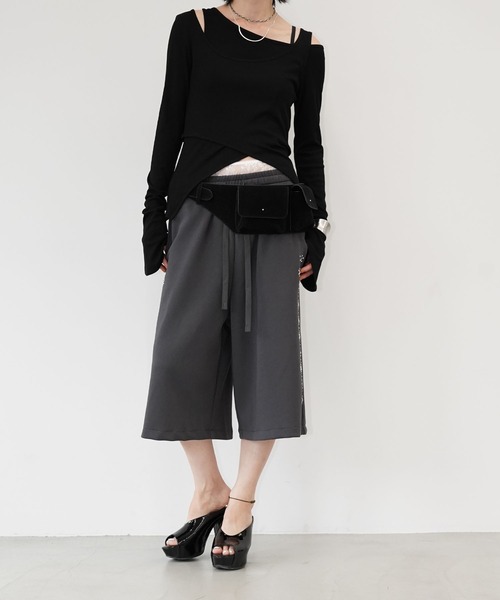 chuclla(チュクラ)の「ダブルウエストレースハーフパンツ chw26s340(その他パンツ・レディース・ホワイト/グレー・L/M)」の3枚目の写真